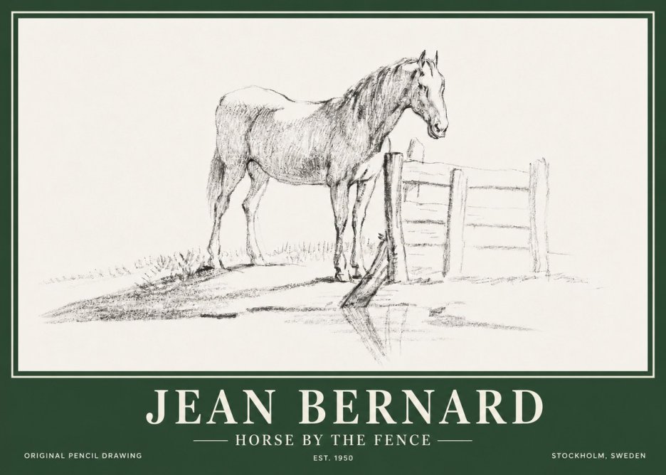 Jean Bernard Horse by the Fence No3 - Poszter