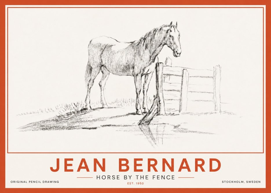 Jean Bernard Horse by the Fence No4 - Poszter