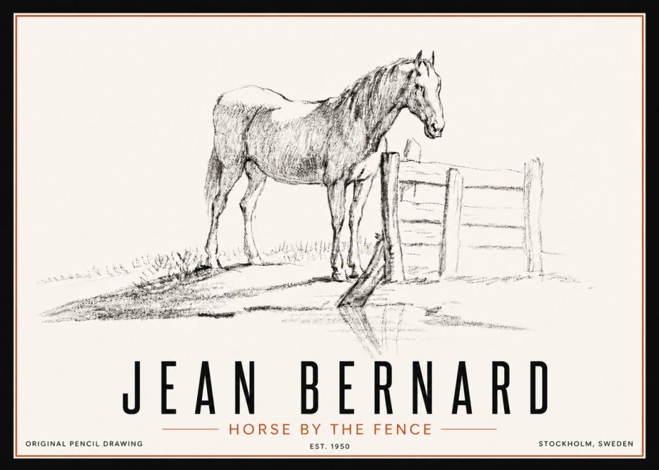 Jean Bernard Horse by the Fence No5 - Poszter