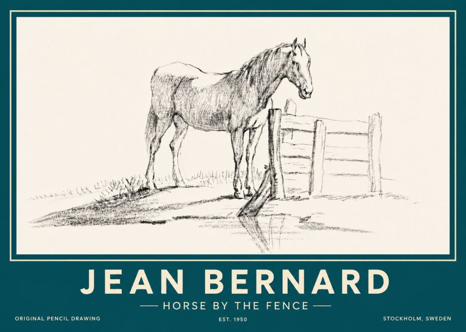 Jean Bernard Horse by the Fence No6 - Poszter