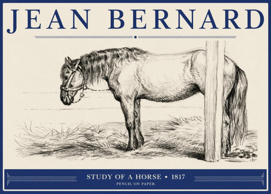 Jean Bernard Study of a Horse XII No2 - Poszter