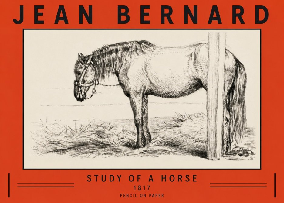 Jean Bernard Study of a Horse XII No3 - Poszter