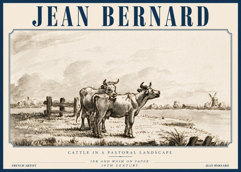 Jean Bernard Cattle in a Pastoral Landscape No3 - Poszter