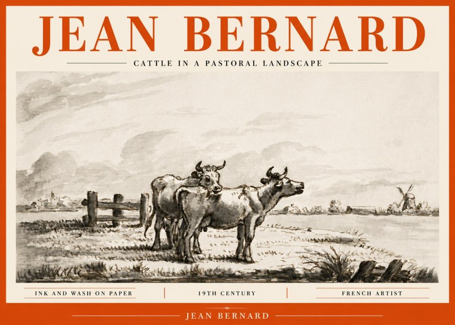Jean Bernard Cattle in a Pastoral Landscape No6 - Poszter
