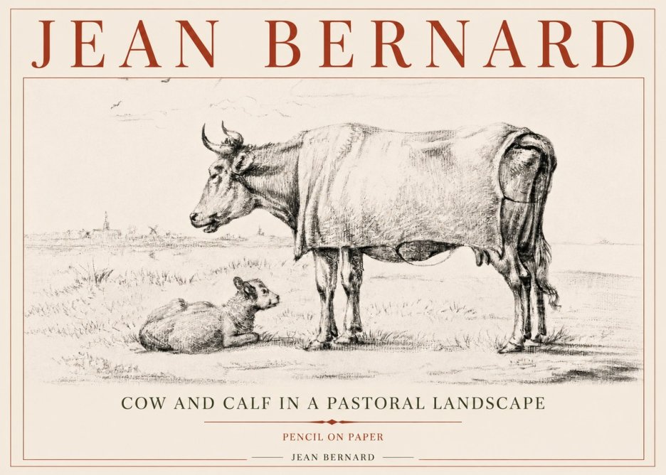 Jean Bernard Cow and Calf in a Pastoral Landscape No5 - Poszter
