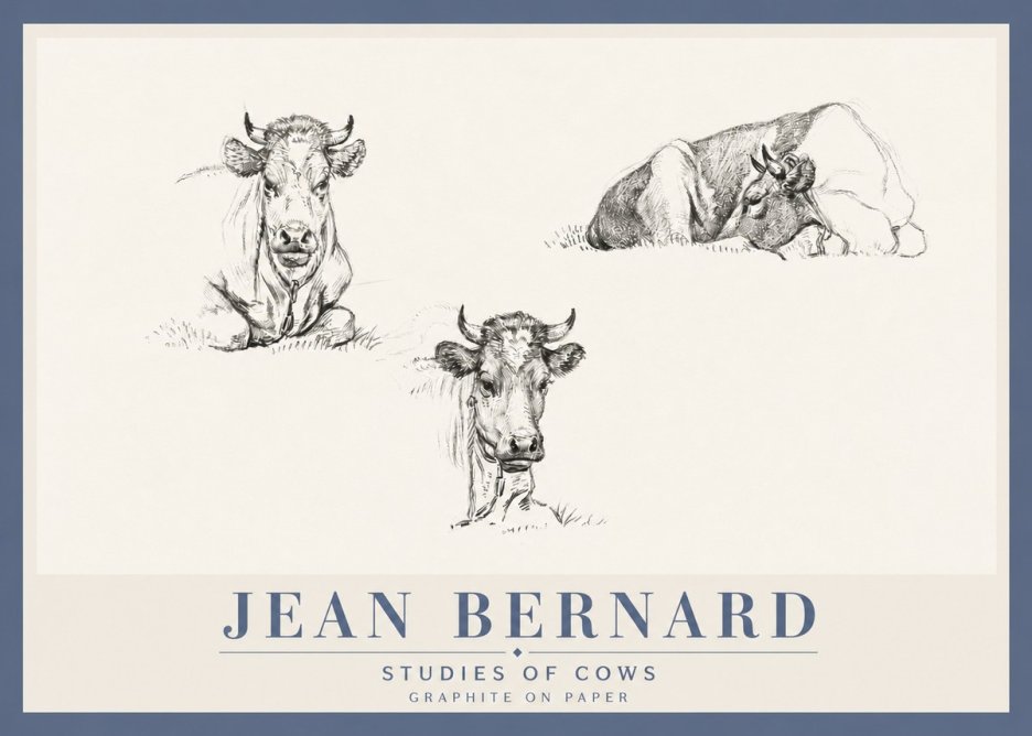 Jean Bernard Studies of Cows II No4 - Poszter