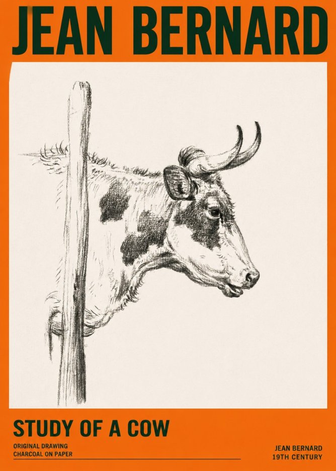 Jean Bernard Study of a Cow XVII No2 - Poszter
