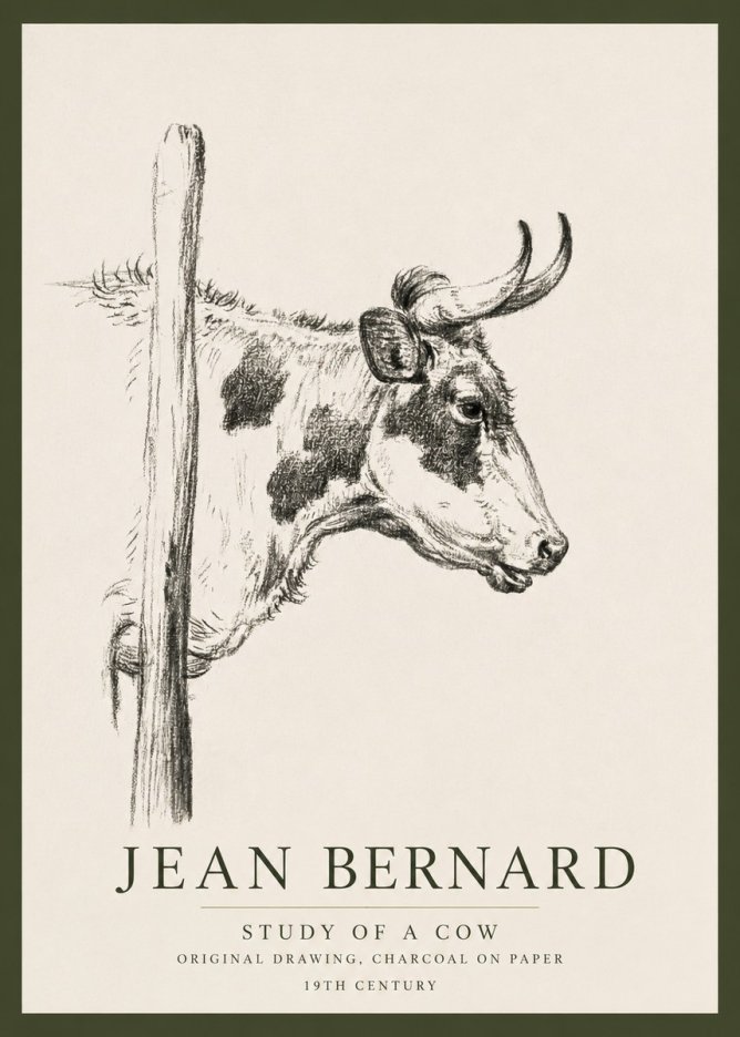 Jean Bernard Study of a Cow XVII No3 - Poszter