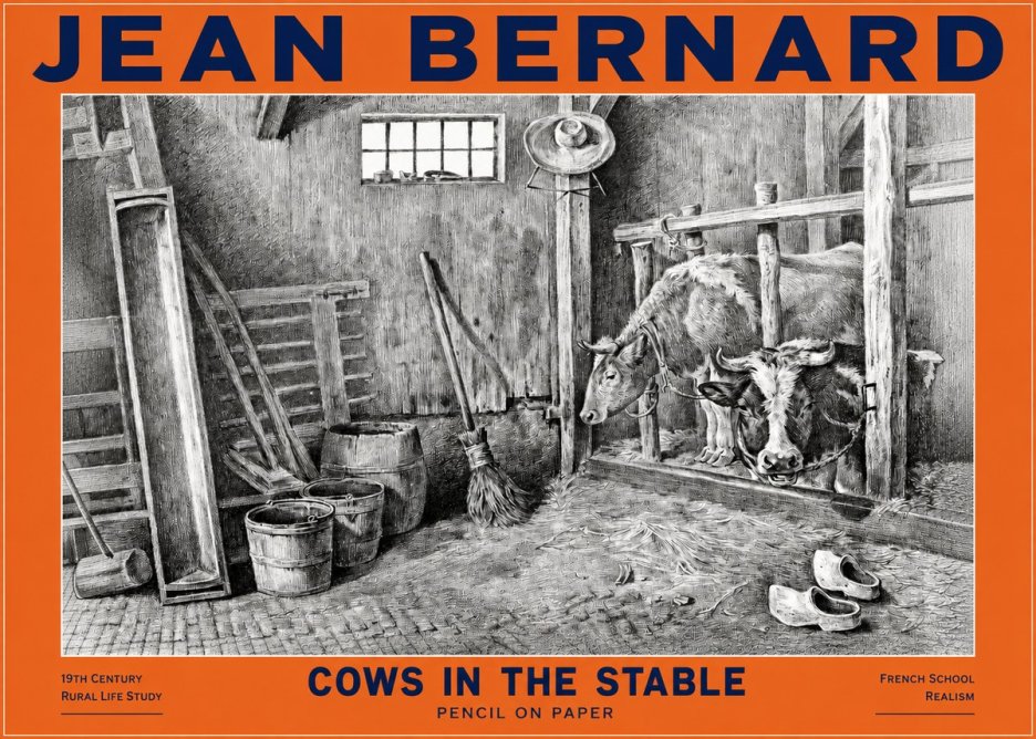 Jean Bernard Cows in the Stable No2 - Poszter