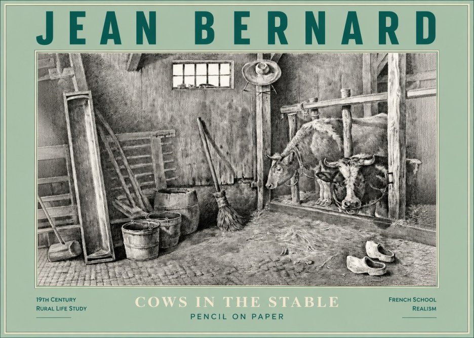 Jean Bernard Cows in the Stable No3 - Poszter