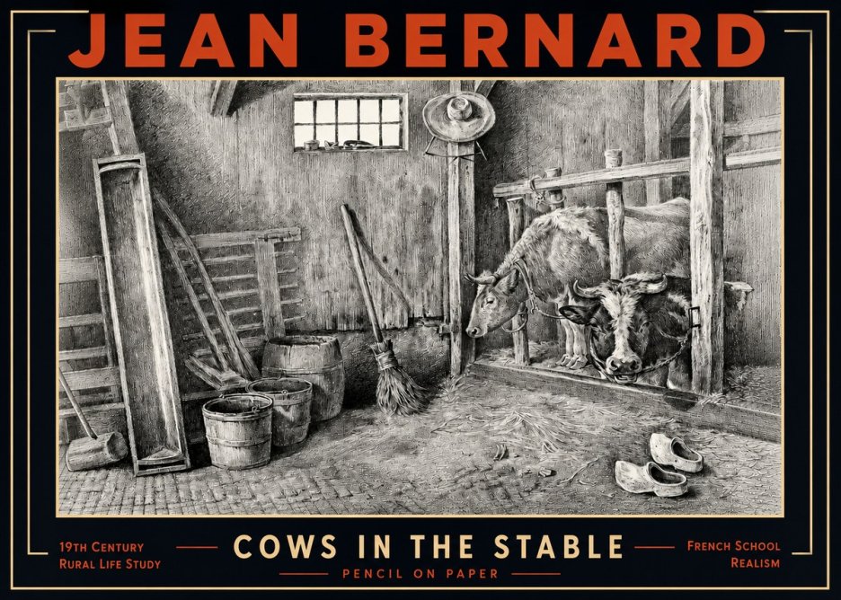 Jean Bernard Cows in the Stable No5 - Poszter