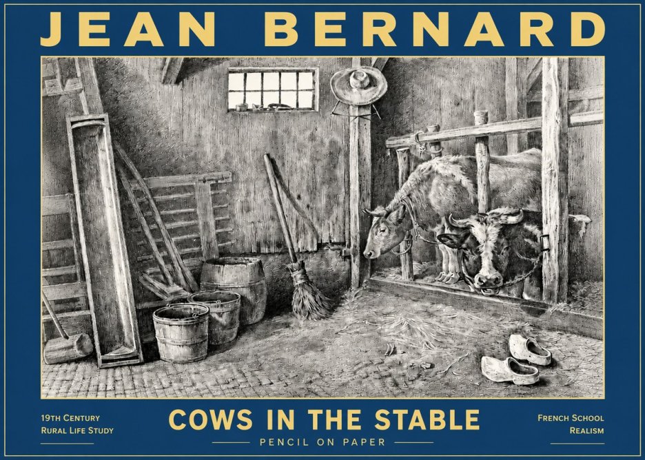 Jean Bernard Cows in the Stable No6 - Poszter