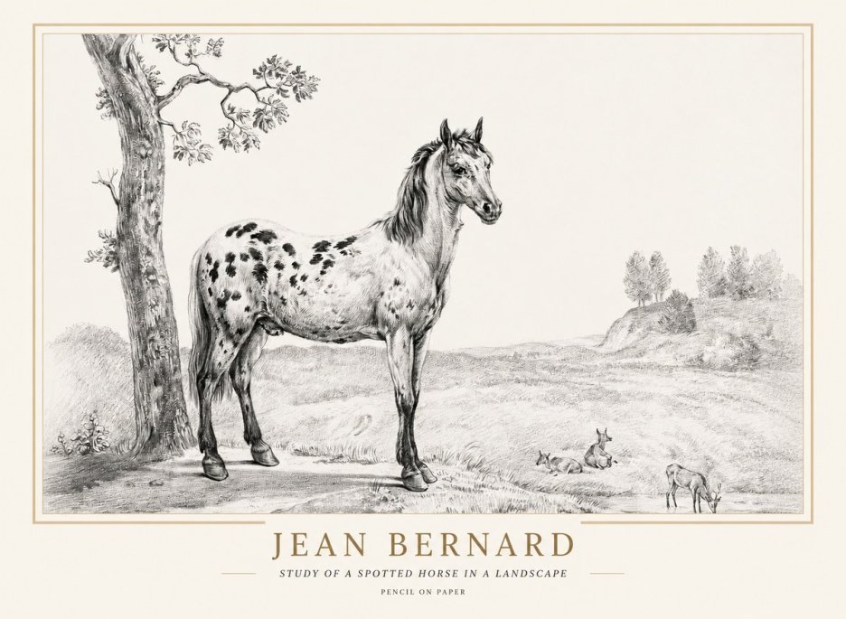 Jean Bernard Study of a Spotted Horse in a Landscape No1 - Poszter