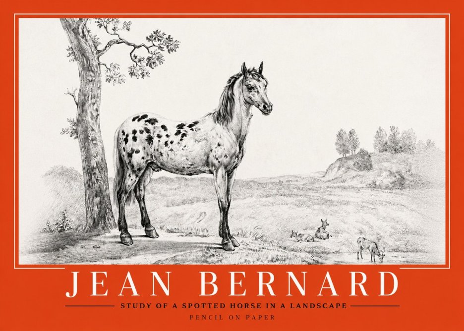 Jean Bernard Study of a Spotted Horse in a Landscape No2 - Poszter