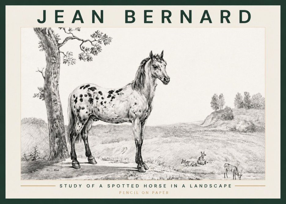 Jean Bernard Study of a Spotted Horse in a Landscape No3 - Poszter