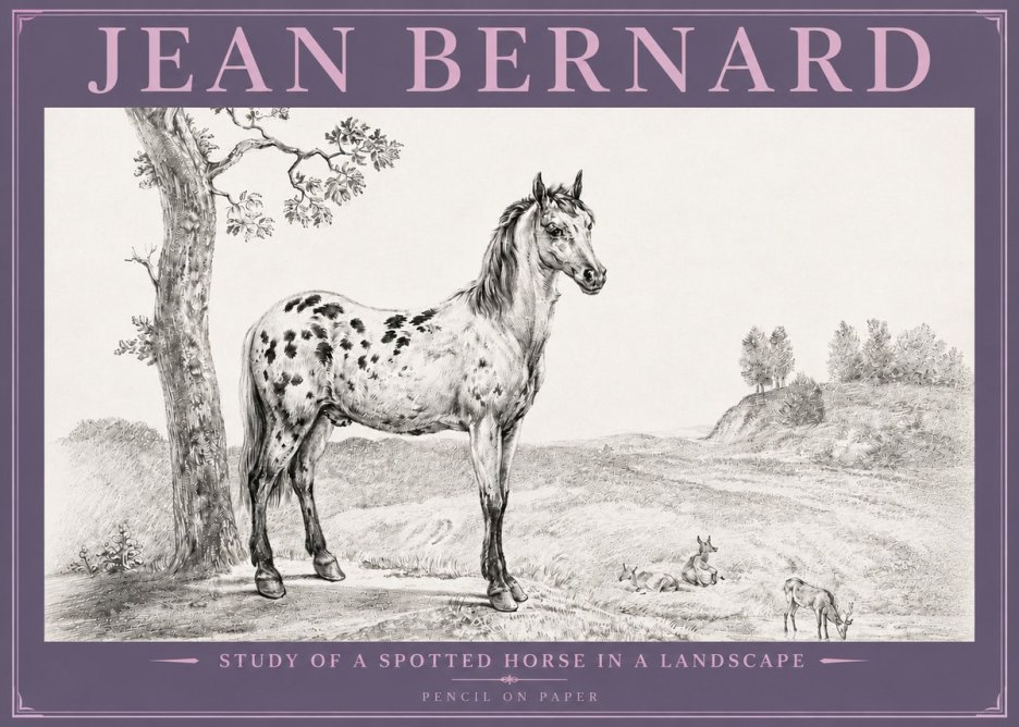 Jean Bernard Study of a Spotted Horse in a Landscape No4 - Poszter