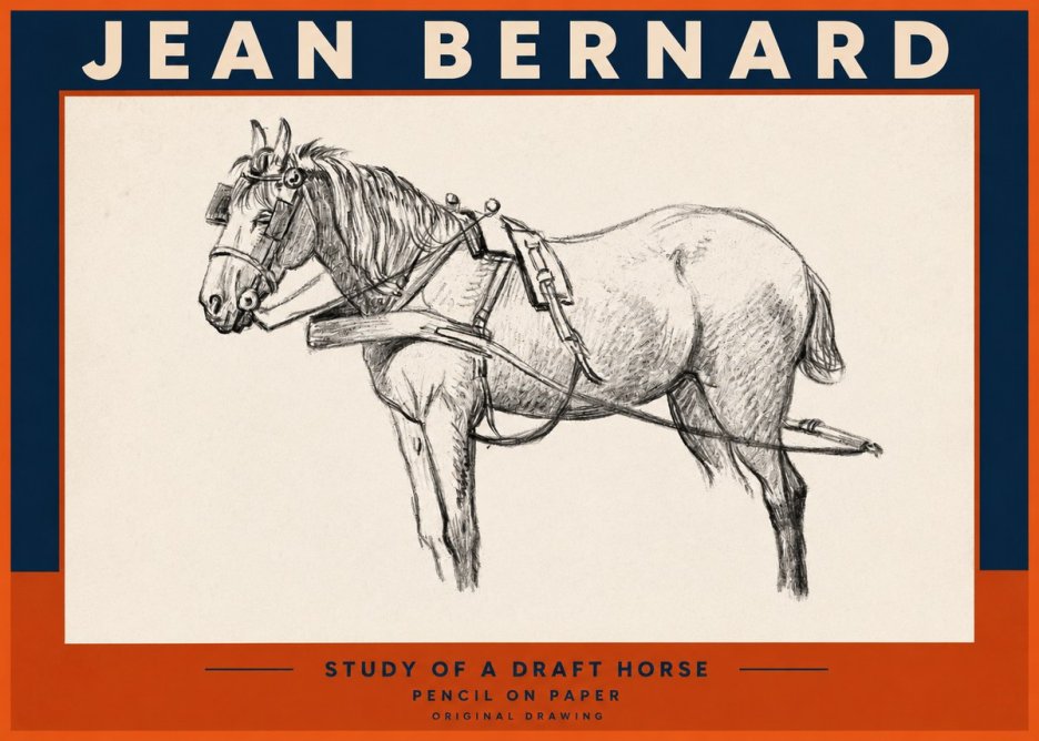 Jean Bernard Study of a Draft Horse I No2 - Poszter