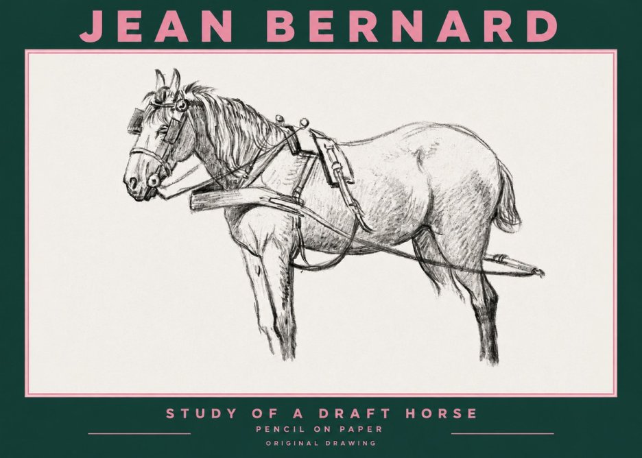 Jean Bernard Study of a Draft Horse I No3 - Poszter