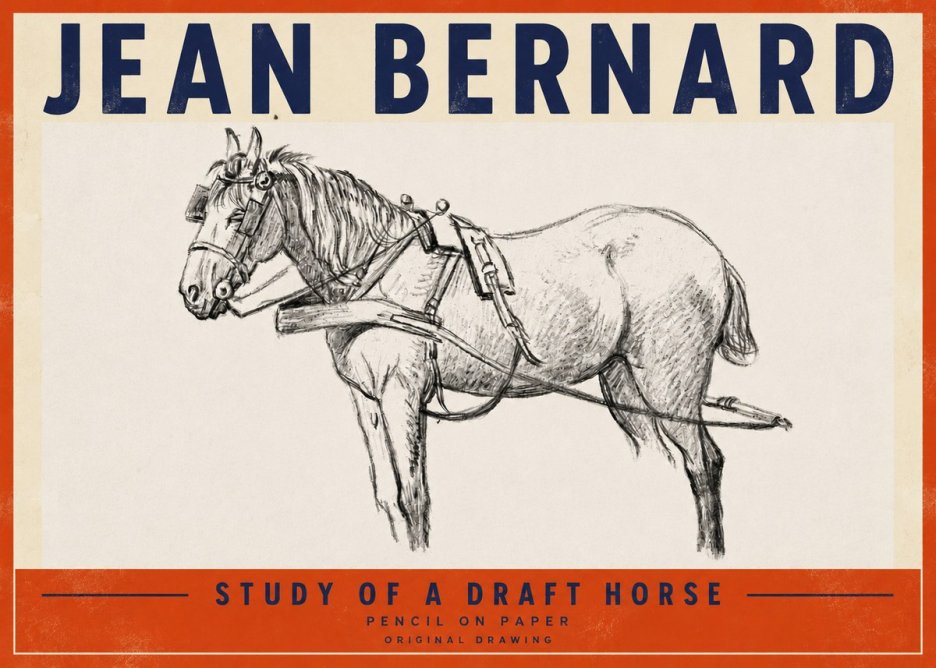 Jean Bernard Study of a Draft Horse I No4 - Poszter