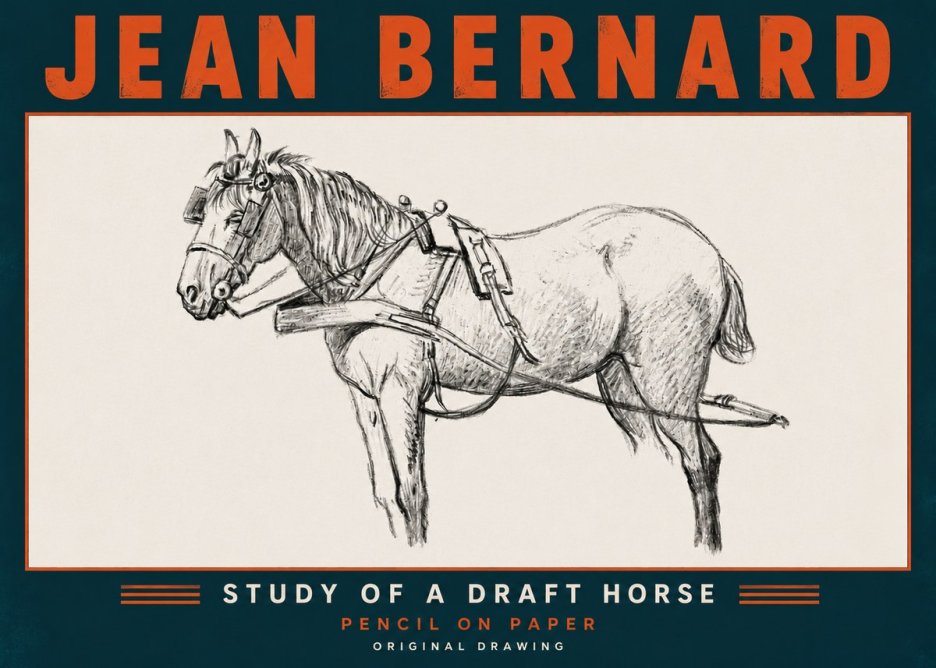 Jean Bernard Study of a Draft Horse I No6 - Poszter