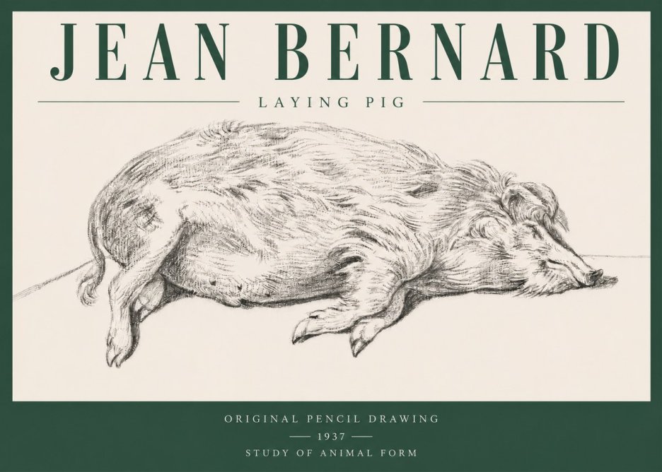 Jean Bernard Laying Pig No3 - Poszter
