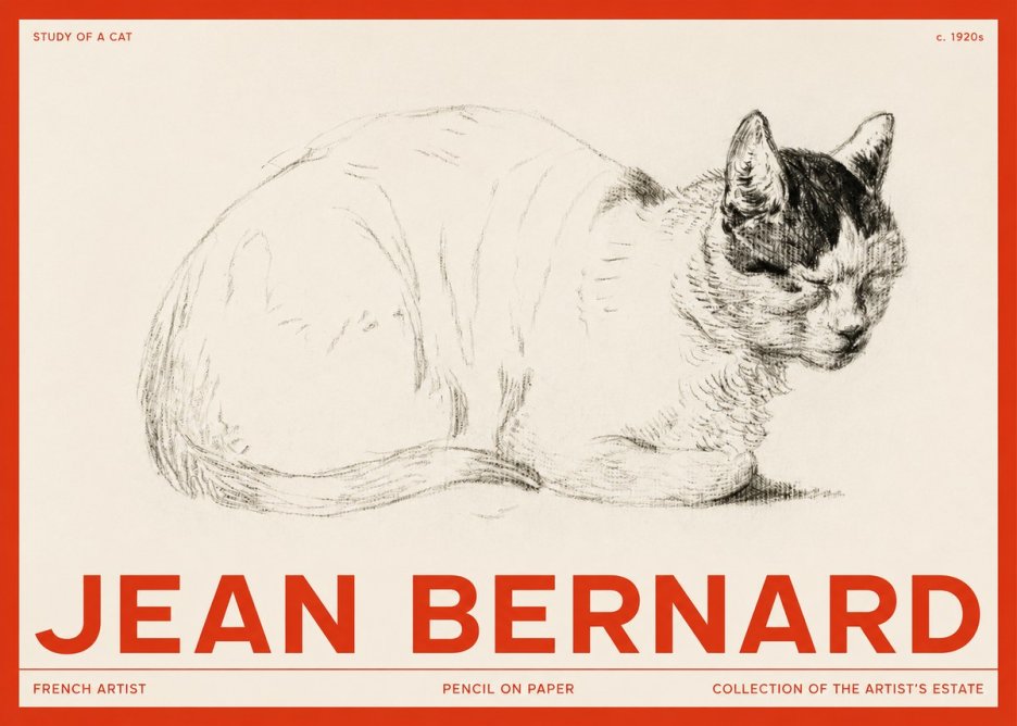Jean Bernard Study of a Cat III No2 - Poszter
