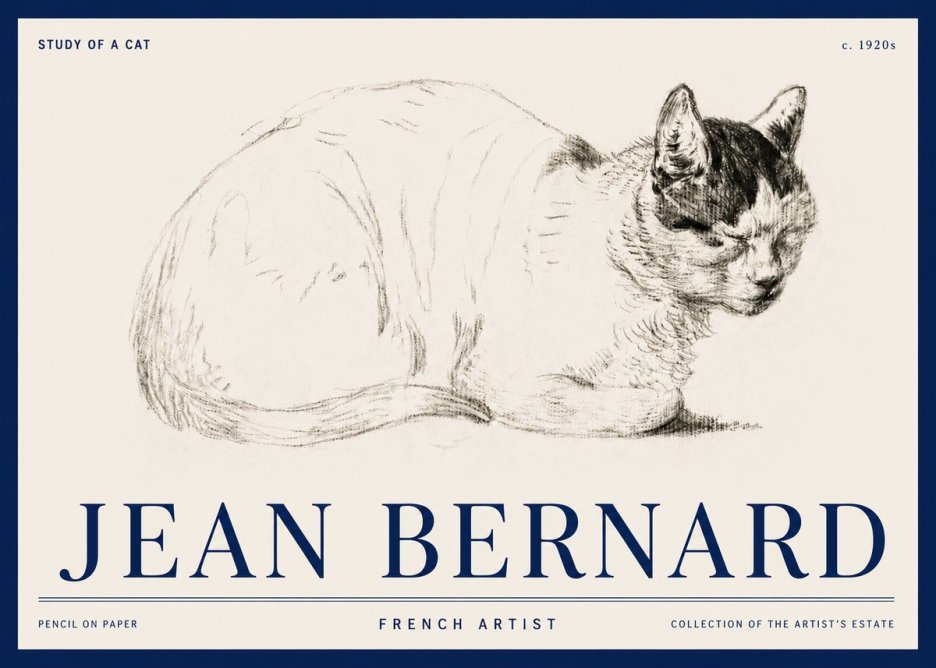 Jean Bernard Study of a Cat III No3 - Poszter