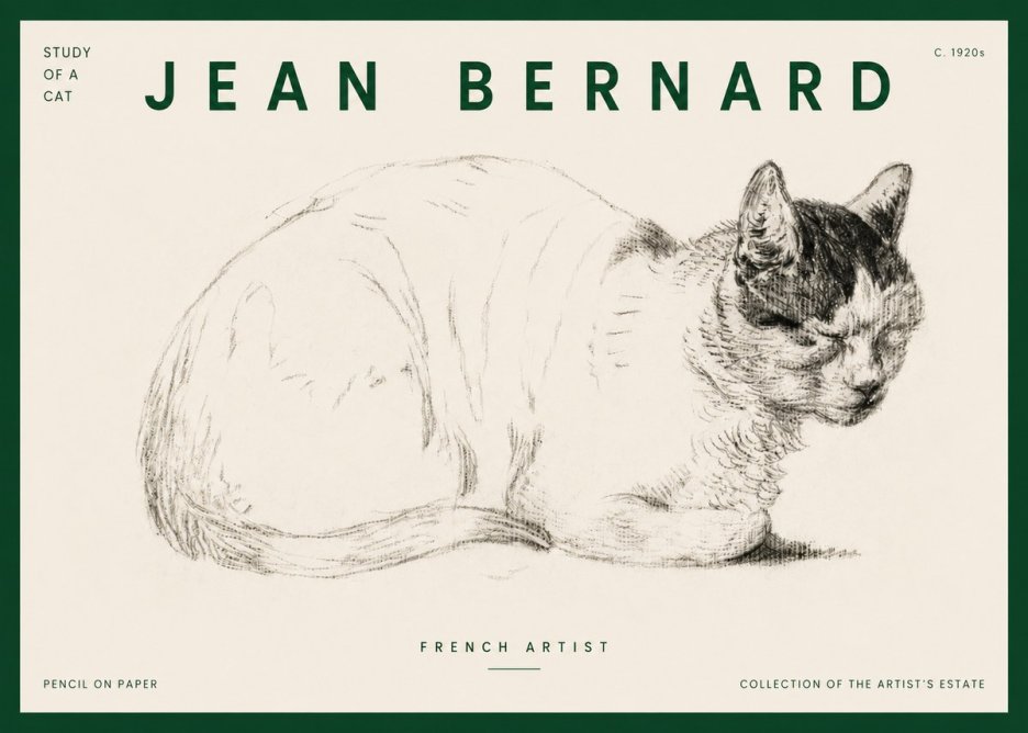 Jean Bernard Study of a Cat III No4 - Poszter