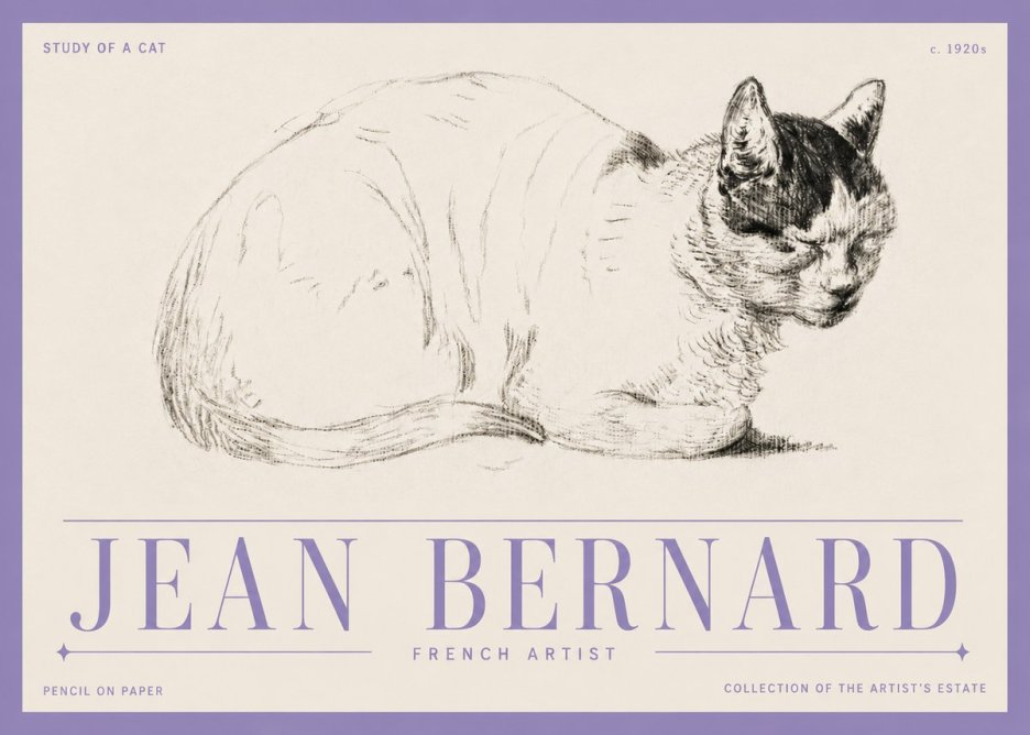 Jean Bernard Study of a Cat III No5 - Poszter