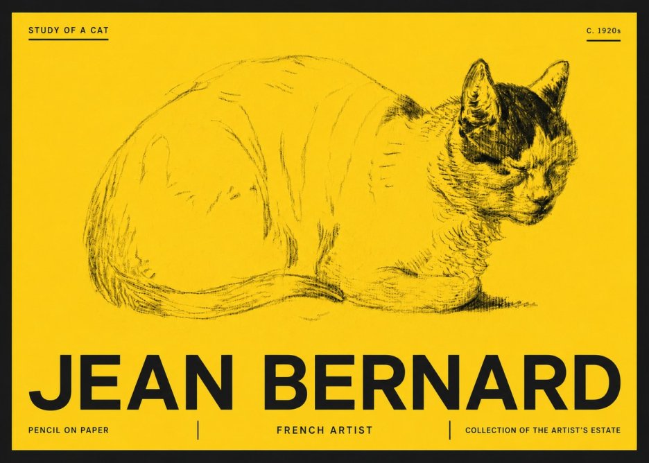 Jean Bernard Study of a Cat III No6 - Poszter