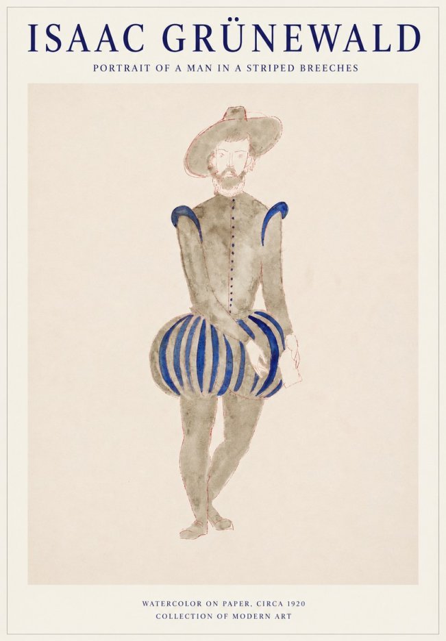 Isaac Grünewald Portrait of a Man in a Striped Breeches No1 - Poszter