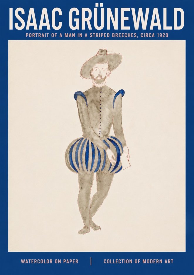 Isaac Grünewald Portrait of a Man in a Striped Breeches No3 - Poszter