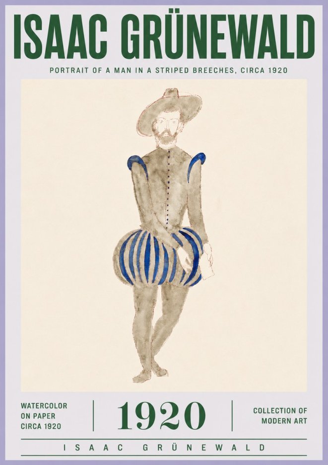 Isaac Grünewald Portrait of a Man in a Striped Breeches No4 - Poszter