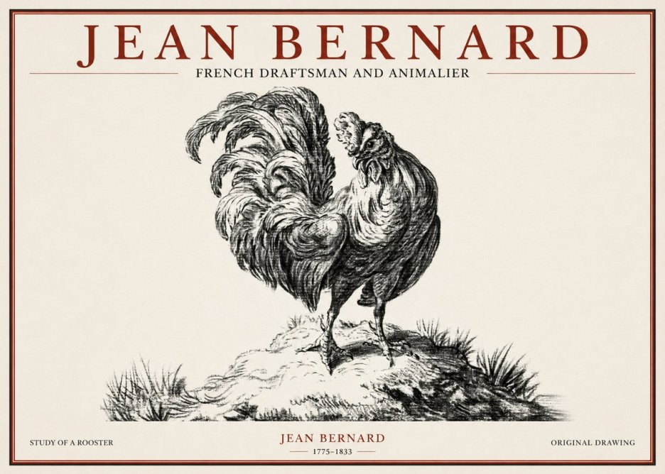Jean Bernard Study of a Rooster No1 - Poszter