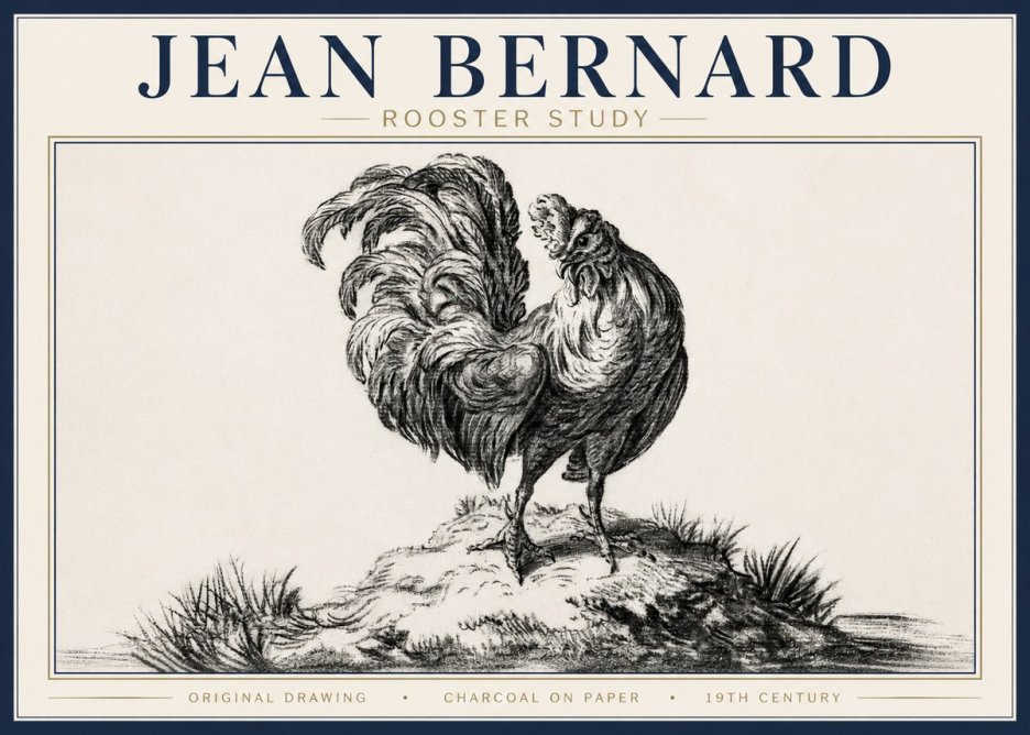 Jean Bernard Study of a Rooster No4 - Poszter