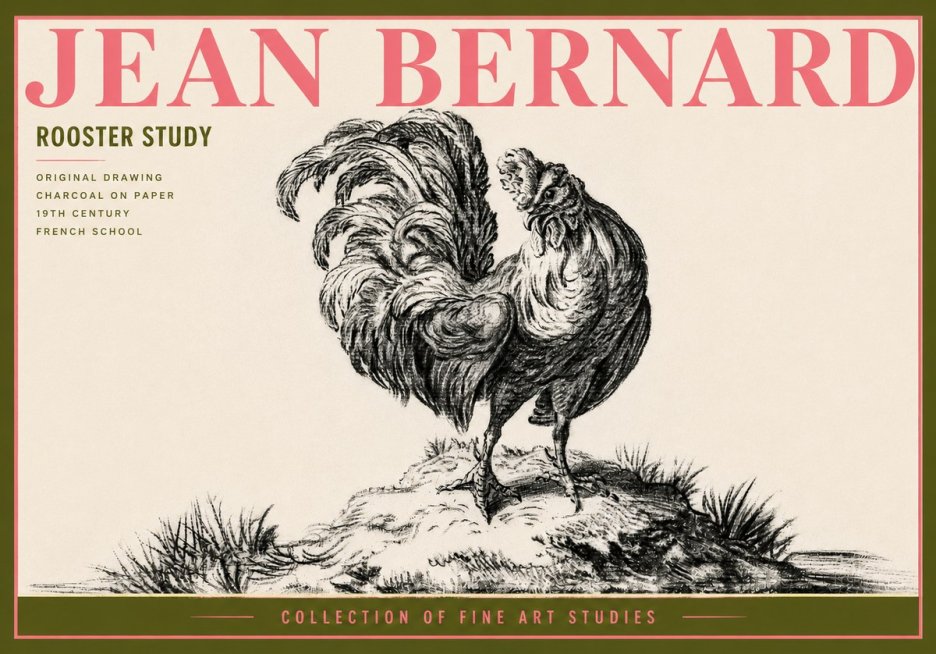 Jean Bernard Study of a Rooster No6 - Poszter