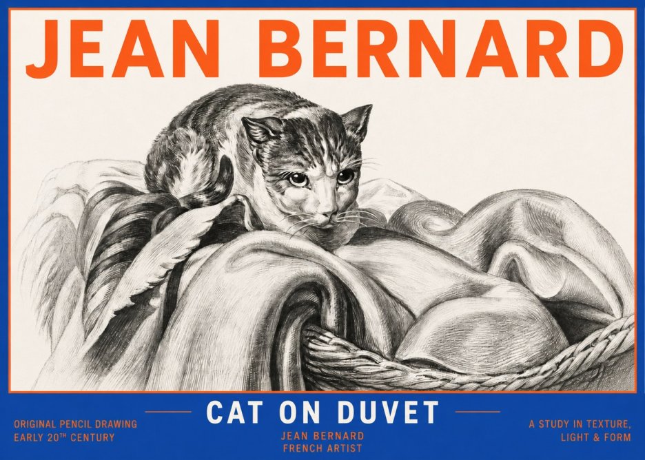 Jean Bernard Cat on a Blanket No6 - Poszter