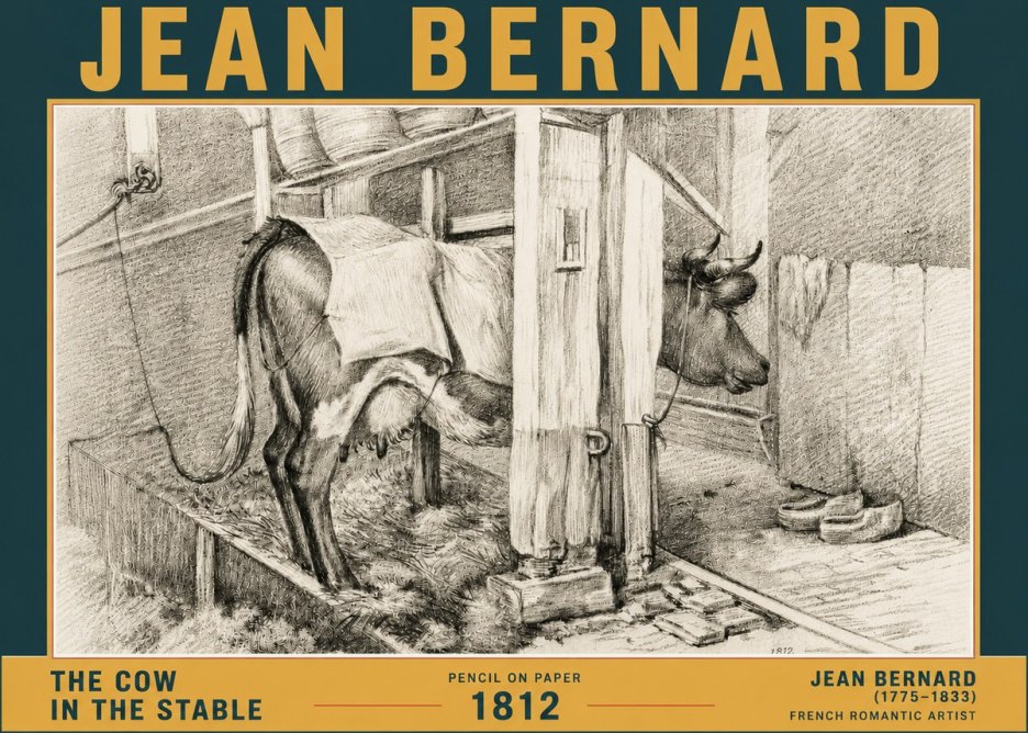 Jean Bernard The Cow in the Stable No6 - Poszter