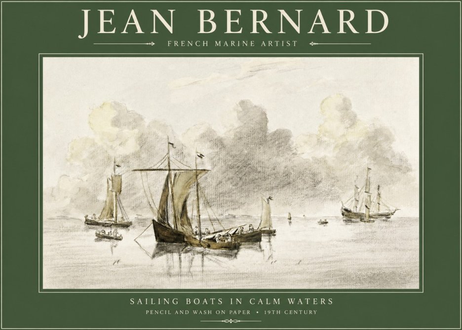 Jean Bernard Sailing Boats in Calm Waters No2 - Poszter