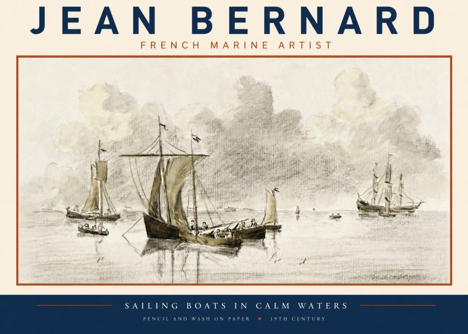 Jean Bernard Sailing Boats in Calm Waters No3 - Poszter
