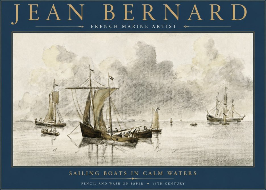 Jean Bernard Sailing Boats in Calm Waters No4 - Poszter