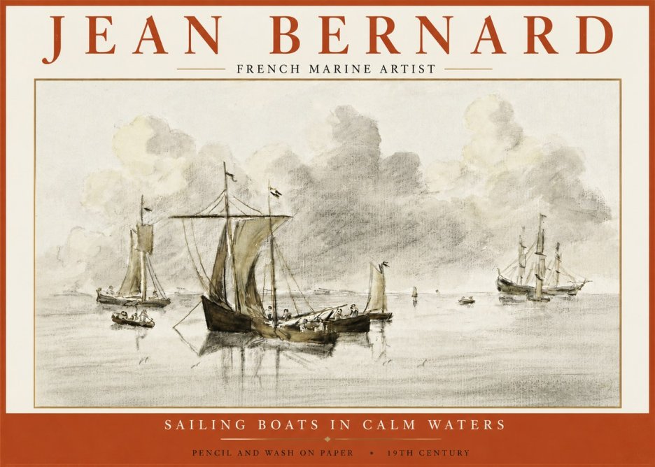 Jean Bernard Sailing Boats in Calm Waters No5 - Poszter