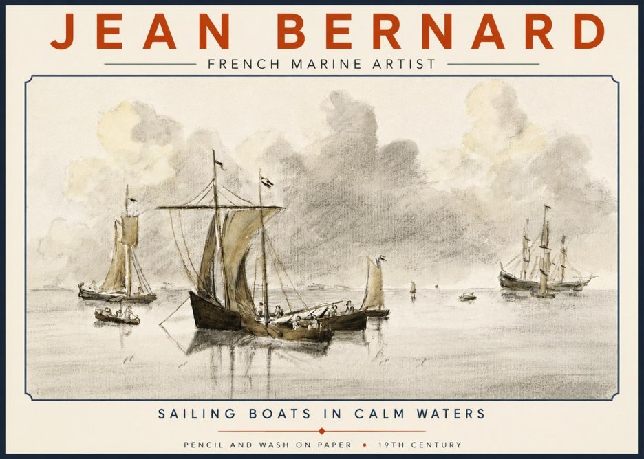 Jean Bernard Sailing Boats in Calm Waters No6 - Poszter