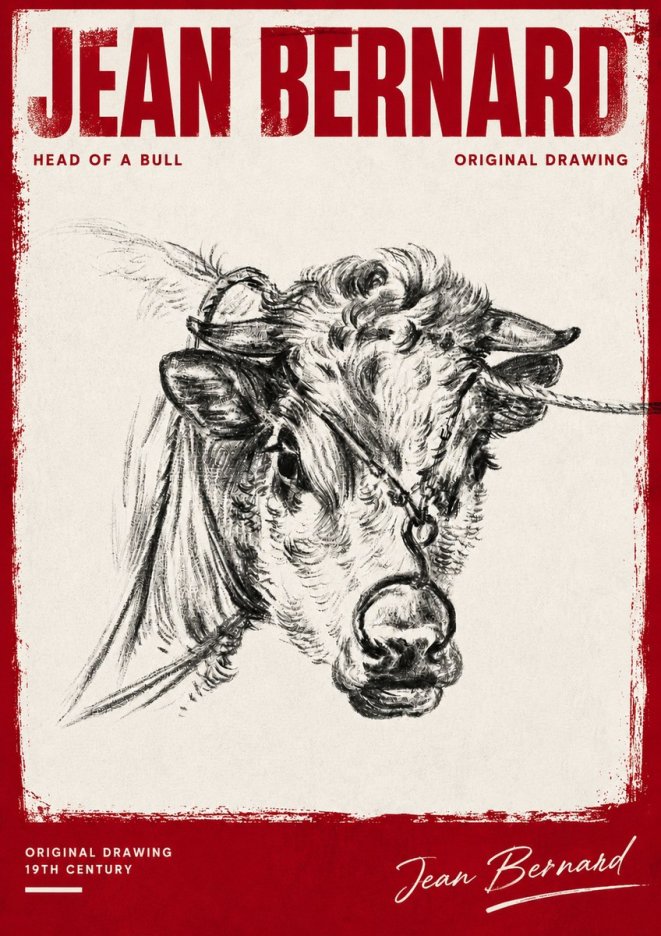 Jean Bernard Head of a Bull No4 - Poszter