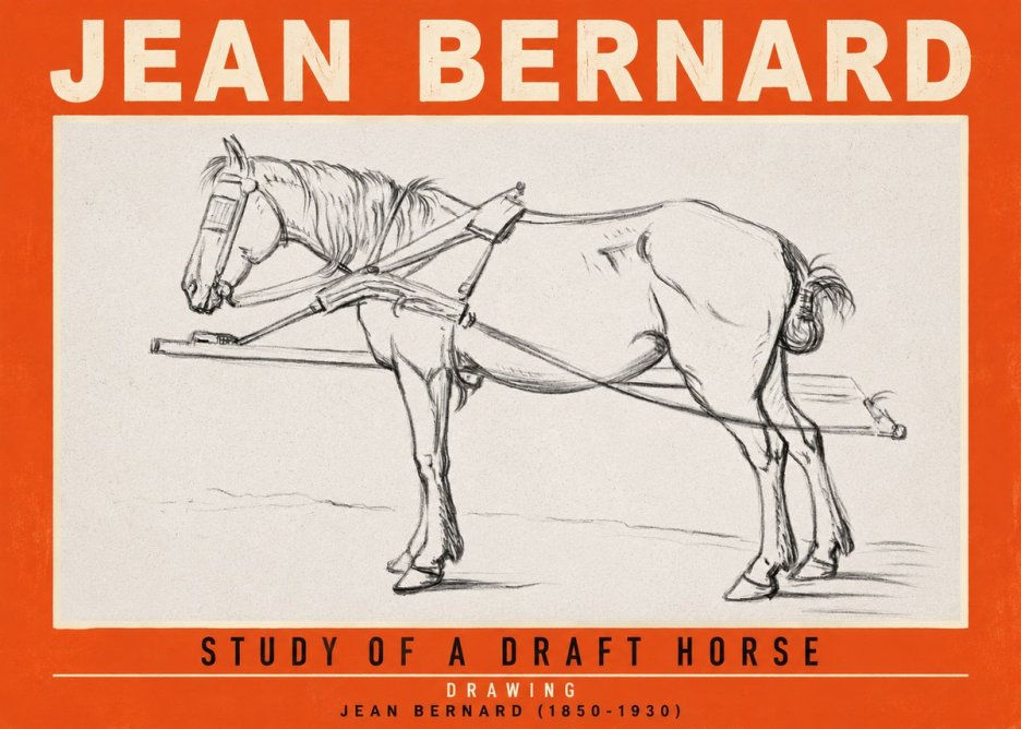 Jean Bernard Study of a Draft Horse II No2 - Poszter