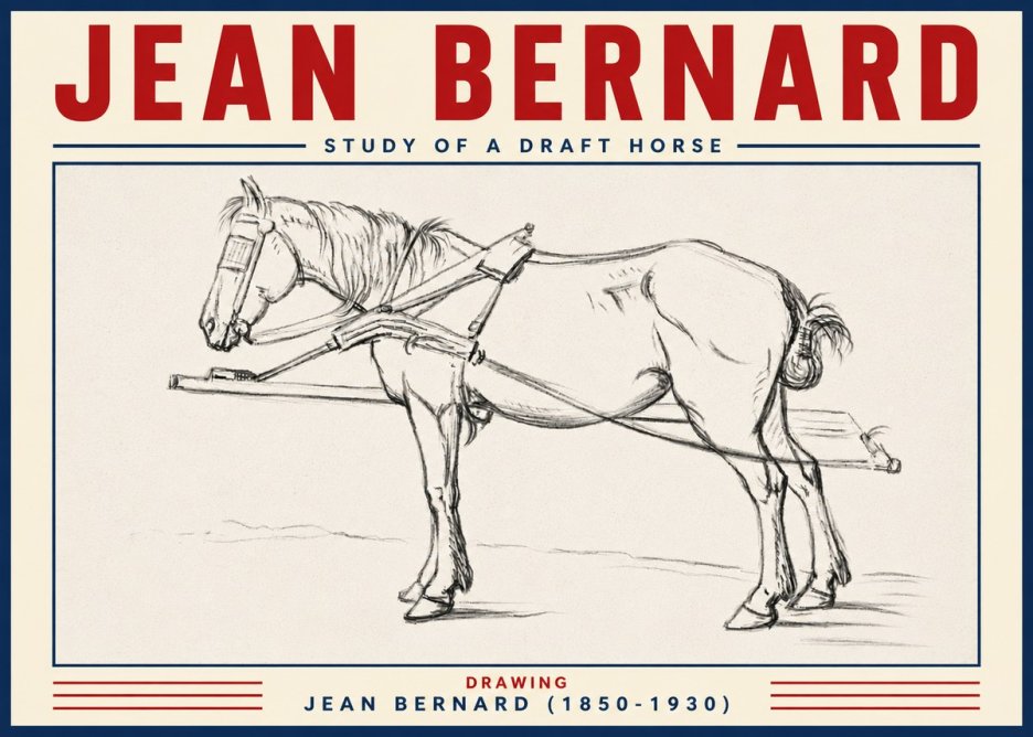 Jean Bernard Study of a Draft Horse II No6 - Poszter