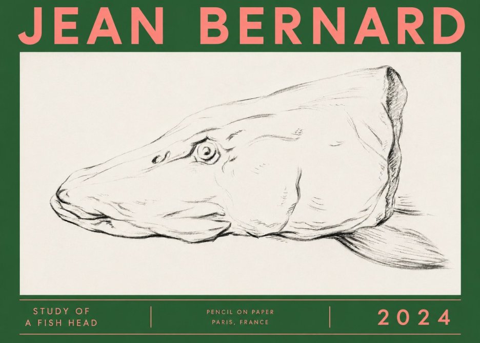 Jean Bernard Study of a Fish Head No4 - Poszter