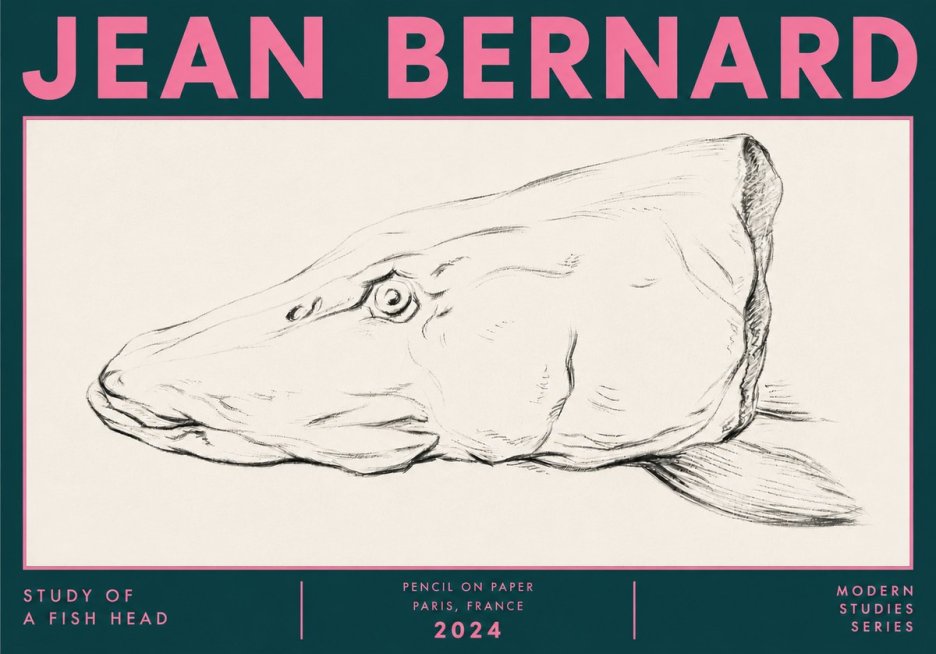 Jean Bernard Study of a Fish Head No6 - Poszter