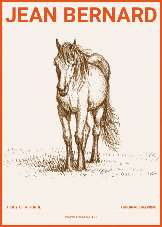 Jean Bernard Study of a Horse XV No2 - Poszter