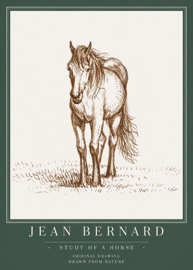 Jean Bernard Study of a Horse XV No3 - Poszter
